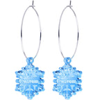 Custom Blue Winter Snowflake Personalized Hoop Earrings