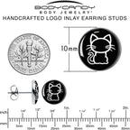 Black and White Kitty Cat Stud Earrings by Onyx O