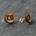 Custom No 2 Earrings Wood Initial Personalized Stud Earrings