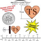 Custom No 1 Earrings Wood Initial Heart Personalized Stud Earrings
