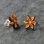 Natural Maple Wood Blooming Flowers Stud Earrings