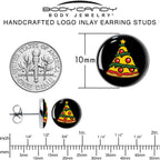 Christmas Holiday Pizza Tree Stud Earrings by Onyx O