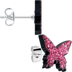 Pink Glitter Butterfly Stud Earring Set