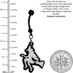 Glow in the Dark Halloween Flying Witch on Broom Dangle Belly Ring