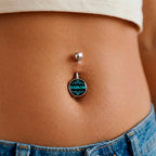 Custom Teal Personalized Name Belly Ring