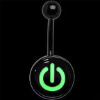 Glow in the Dark Titanium Power Button Belly Ring