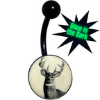 Glow in the Dark Titanium Deer Buck Belly Ring