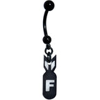 Black Glow in the Dark F Bomb Dangle Belly Ring