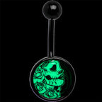Black Glow in the Dark Katrina Sugar Skull Belly Ring