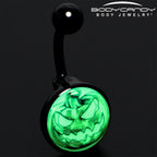Black Titanium Bad Jack O' Lantern Glow in the Dark Belly Ring