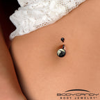 Black Titanium Raven and Cross Glow in the Dark Belly Ring