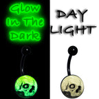 Black Titanium Webbed Skull Glow in the Dark Belly Ring