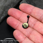 Black Titanium Webbed Skull Glow in the Dark Belly Ring