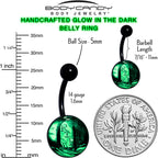 Black Titanium RIP Tombstone Glow in the Dark Belly Ring