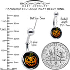 Orange Pumpkin Cat Jack-O-Lantern Belly Ring by Onyx O