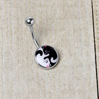 Cute Kitty Cat Yin Yang Belly Ring by Onyx O