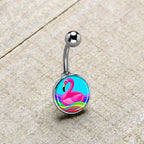Rainbow Sea Floating Flamingo Belly Ring by Onyx O