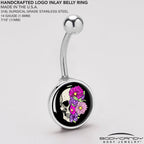 Floral Flowers Skull Belly Ring by Onyx O