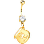 Clear Gem Gold Tone Pot of Gold 420 St Patricks Dangle Belly Ring
