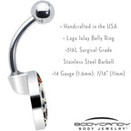 Peace Sign Skeleton Belly Ring by Onyx O
