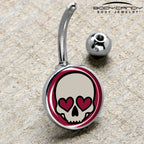 Valentine Heart Skull Belly Ring