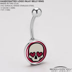 Valentine Heart Skull Belly Ring
