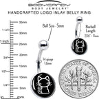 Black and White Kitty Cat Belly Ring by Onyx O