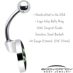 Black Green Leaf Me Alone Belly Ring by Onyx O