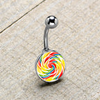 Rainbow Swirl Lollipop Belly Ring by Onyx O