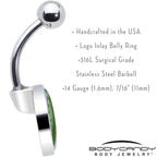 Green Pickle Belly Ring by Onyx O