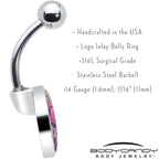 Artist Drawn Pink Mushrooms Belly Ring by Onyx O