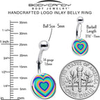 Rainbow Retro Heart Belly Ring by Onyx O