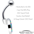 Rainbow Retro Heart Belly Ring by Onyx O