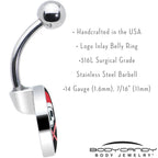 Santa Pirate Candy Cane Skull Belly Ring by Onyx O