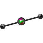 14G Black Anodized Cupcake Frank Monster Industrial Bar 37mm