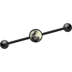 14G Black Glow in the Dark Full Moon Industrial Barbell 37mm