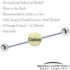 Custom Glow in the Dark Personalized Name Industrial Barbell