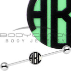Glow in the Dark Personalized Custom Initial Industrial Barbell 37mm