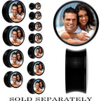 Black Acrylic Custom Photo Saddle Plug - buy 2 for a pair