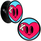 Black Acrylic Heartbreak Bandaged Heart Double Flare Plug Set by Onyx O