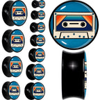 Black Acrylic Retro Cassette Double Flare Plug Set by Onyx O