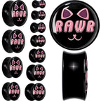 0G RAWR Kitty Cat Black Acrylic Saddle Plug Set by Onyx O