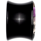 Black Acrylic Burning Skull Candle Double Flare Plug Set by Onyx O