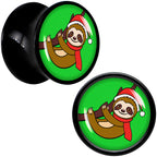 Holiday Santa Sloth Black Acrylic Saddle Plug Set by Onyx O