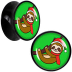 Holiday Santa Sloth Black Acrylic Saddle Plug Set by Onyx O