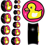 Black Acrylic Yellow Ducky Double Flare Plug Set by Onyx O