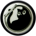 0G Glow in the Dark Fishbowl Kitty Cat Black Acrylic Saddle Plug Set by Onyx O
