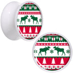 Ugly Christmas Sweater White Acrylic Saddle Plug Set Sizes 5mm to 20mm