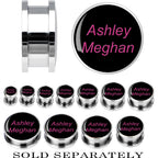 Custom No.1 Black Pink Steel Screw Fit Personalized Plug - buy 2 for a pair