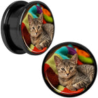 Anodized Black Titanium Custom Photo Screw Fit Plug - buy 2 for a pair